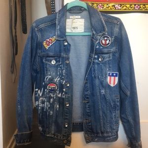 Zara big distressed jean jacket